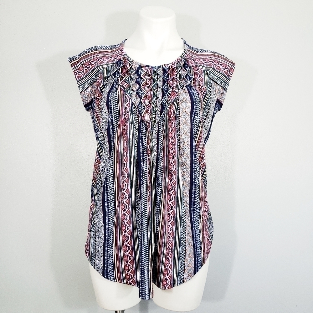 NWT Premise Multi Color Geometrical Shapes Work Office Blouse
